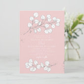 Baby Pink Frosty grüne Eucalyptus Wedding Einladung (Stehend Vorderseite)
