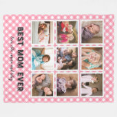 Baby Pink Gingham Beste Mama je Fotomaterial Fleecedecke (Vorderseite (Horizontal))