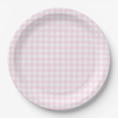 Baby Pink Gingham Kariert Pappteller (Vorderseite)