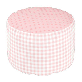 Baby Pink Gingham Karo and Polka Dots - Kinderzimm Hocker