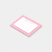 Baby Pink Gingham mit Grenzen Post-it Klebezettel (angewinkelt)