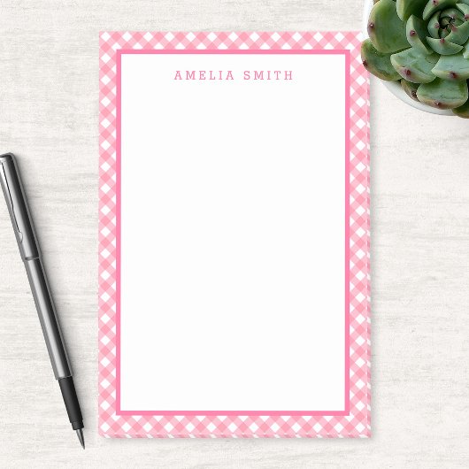 Baby Pink Gingham mit Grenzen Post-it Klebezettel