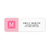 Baby Pink Gingham Monogram Address Label (Vorne)