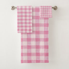 Baby Pink Gingham-Muster Badhandtuch Set