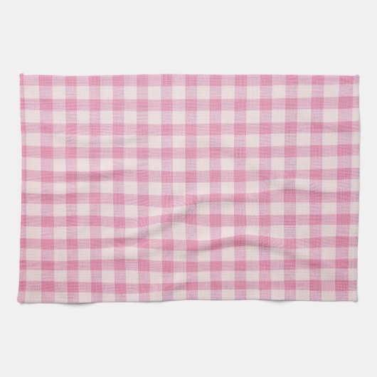 Baby Pink Gingham-Muster Geschirrtuch (Horizontal)