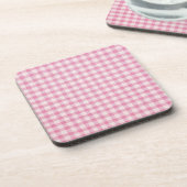 Baby Pink Gingham-Muster Getränkeuntersetzer (Linke Seite)