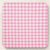 Baby Pink Gingham-Muster Getränkeuntersetzer (Vorderseite)