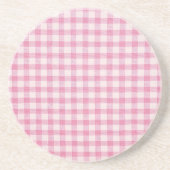 Baby Pink Gingham-Muster Getränkeuntersetzer (Vorne)