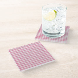 Baby-Pink-Gingham-Muster Glasuntersetzer