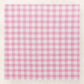 Baby-Pink-Gingham-Muster Glasuntersetzer (Vorderseite)