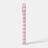 Baby Pink Gingham-Muster iPhone 15 Hülle (Linke Seite)