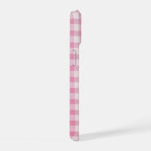 Baby Pink Gingham-Muster iPhone 15 Hülle (Rechte Seite)