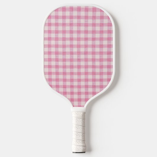 Baby Pink Gingham-Muster Pickleball Schläger (Vorderseite)