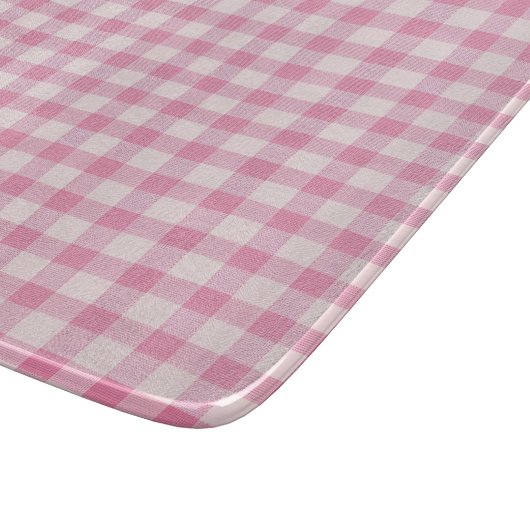 Baby Pink Gingham-Muster Schneidebrett (Ecke)