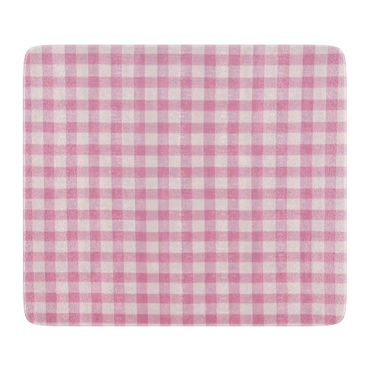 Baby Pink Gingham-Muster Schneidebrett (Vorderseite)