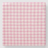 Baby Pink Gingham-Muster Steinuntersetzer (Vorderseite)