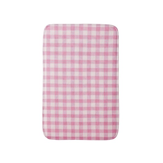 Baby Pink Gingham Pattern Badematte (Vorderseite Vertikal)