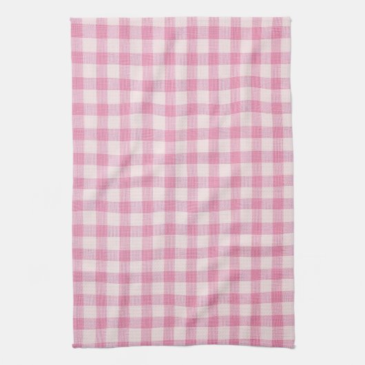 Baby Pink Gingham Pattern Geschirrtuch (Vertikal)