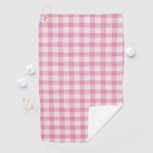 Baby Pink Gingham Pattern Golfhandtuch (Insitu)