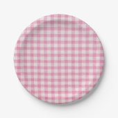 Baby Pink Gingham Pattern Pappteller (Vorderseite)