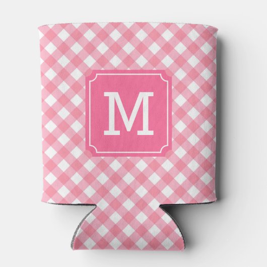Baby Pink Gingham Personalize Monogram Dosenkühler (Rückseite)