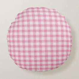 Baby Pink Gingham Rundes Kissen