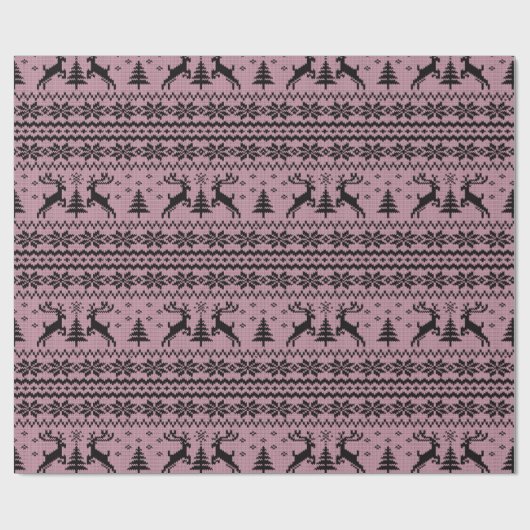 Baby Pink Girl Reindeer Sweater Weihnachten Geschenkpapier (Flach)