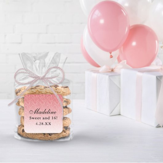 Baby Pink Glam Glitzer Personalisiert Quadratischer Aufkleber