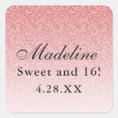 Baby Pink Glam Glitzer Personalisiert Quadratischer Aufkleber (Vorderseite)