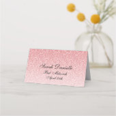 Baby Pink Glam Glitzer Platzkarte (Rückseite)