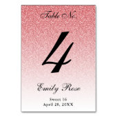 Baby Pink Glam Glitzer Tischnummer Card (Vorderseite)