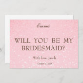 Baby Pink Glitzer wird meine Bridesmaid sein Einladung (Vorne/Hinten)