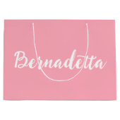 Baby Pink Handgeschriebenes Elegant Stilvoller Nam Große Geschenktüte (Vorderseite)