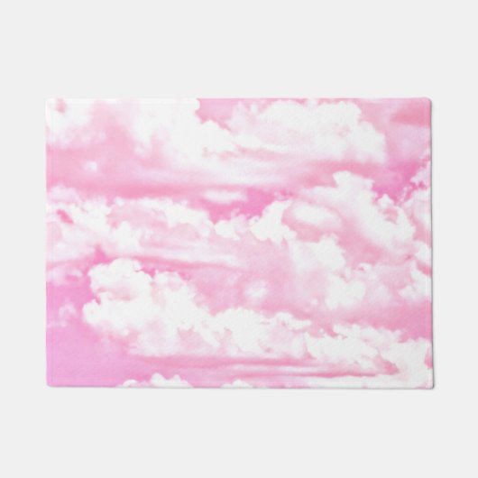 Baby Pink Happy Clouds Dekoration Fußmatte (Vorderseite)