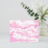 Baby Pink Happy Clouds Dekoration Postkarte (Stehend Vorderseite)