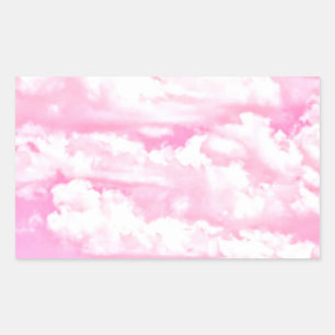 Baby Pink Happy Clouds Dekoration Rechteckiger Aufkleber