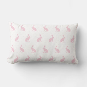 Baby Pink Hasen und Polka Dots Muster. Lendenkissen