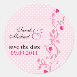 Baby Pink Heart Vine - Save the Date Aufkleber