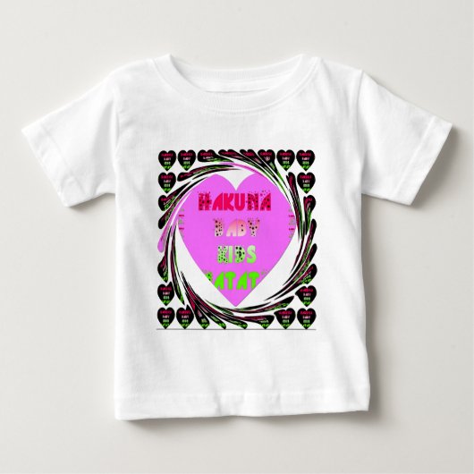 Baby Pink Hearts Hakuna Matata Baby Kids Design.p Baby T-shirt (Vorderseite)