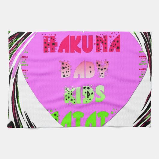 Baby Pink Hearts Hakuna Matata Baby Kids Design.p Handtuch (Horizontal)
