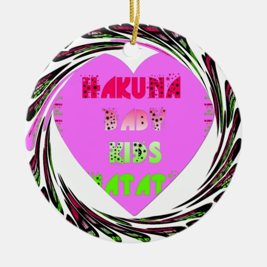 Baby Pink Hearts Hakuna Matata Baby Kids Design.p Keramik Ornament (Vorne)