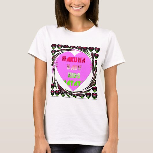 Baby Pink Hearts Hakuna Matata Baby Kids Design.p T-Shirt (Vorderseite)