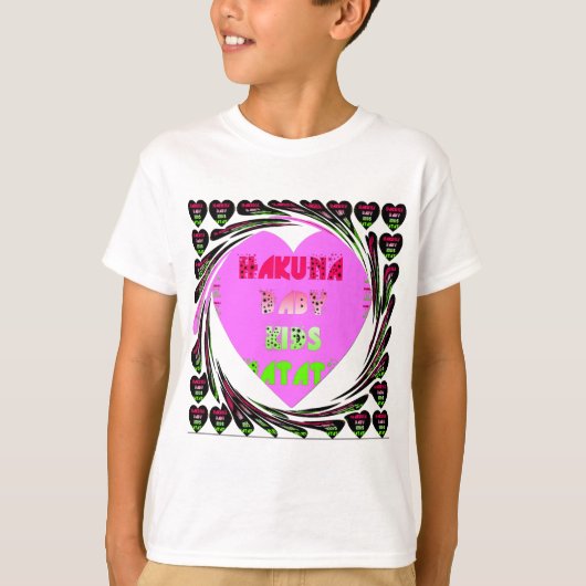 Baby Pink Hearts Hakuna Matata Baby Kids Design.p T-Shirt (Vorderseite)