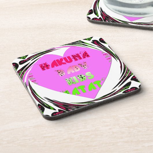 Baby Pink Hearts Hakuna Matata Baby Kids Design.p Untersetzer (Linke Seite)