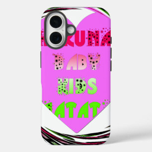 Baby Pink Hearts Hakuna Matata Kinderdesign iPhone 16 Hülle