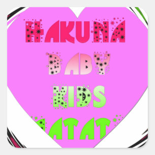 Baby Pink Herzen Hakuna Matata Baby Kids Design.p Quadratischer Aufkleber
