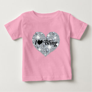 Baby Pink Imitate Rautenherz "I Liebe Bling" Desig Baby T-shirt