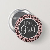 Baby Pink Leopard Animal Print Button (Vorne & Hinten)