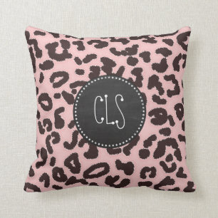 Baby Pink Leopard Animal Print, Chalkboard Kissen
