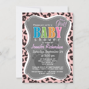Baby Pink Leopard Animal Print Einladung